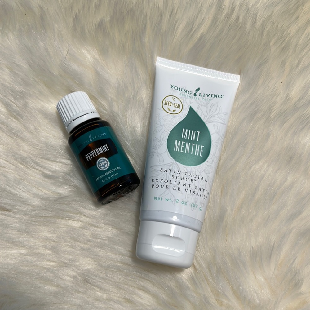 Youngliving Mint Satin Facial Scrub and Peppermint Essential Oil
